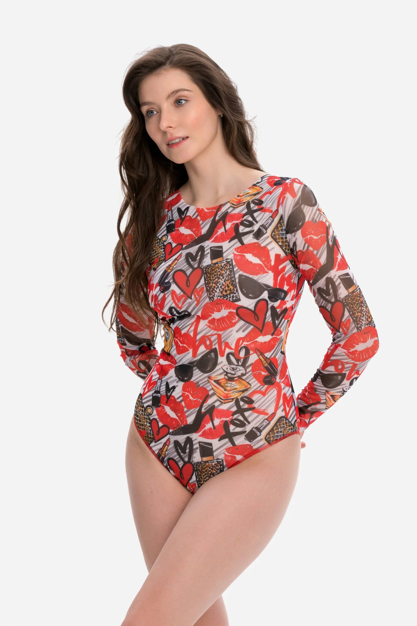 Closed Back One-piece Swimsuit with Sleeves "Fashion"
