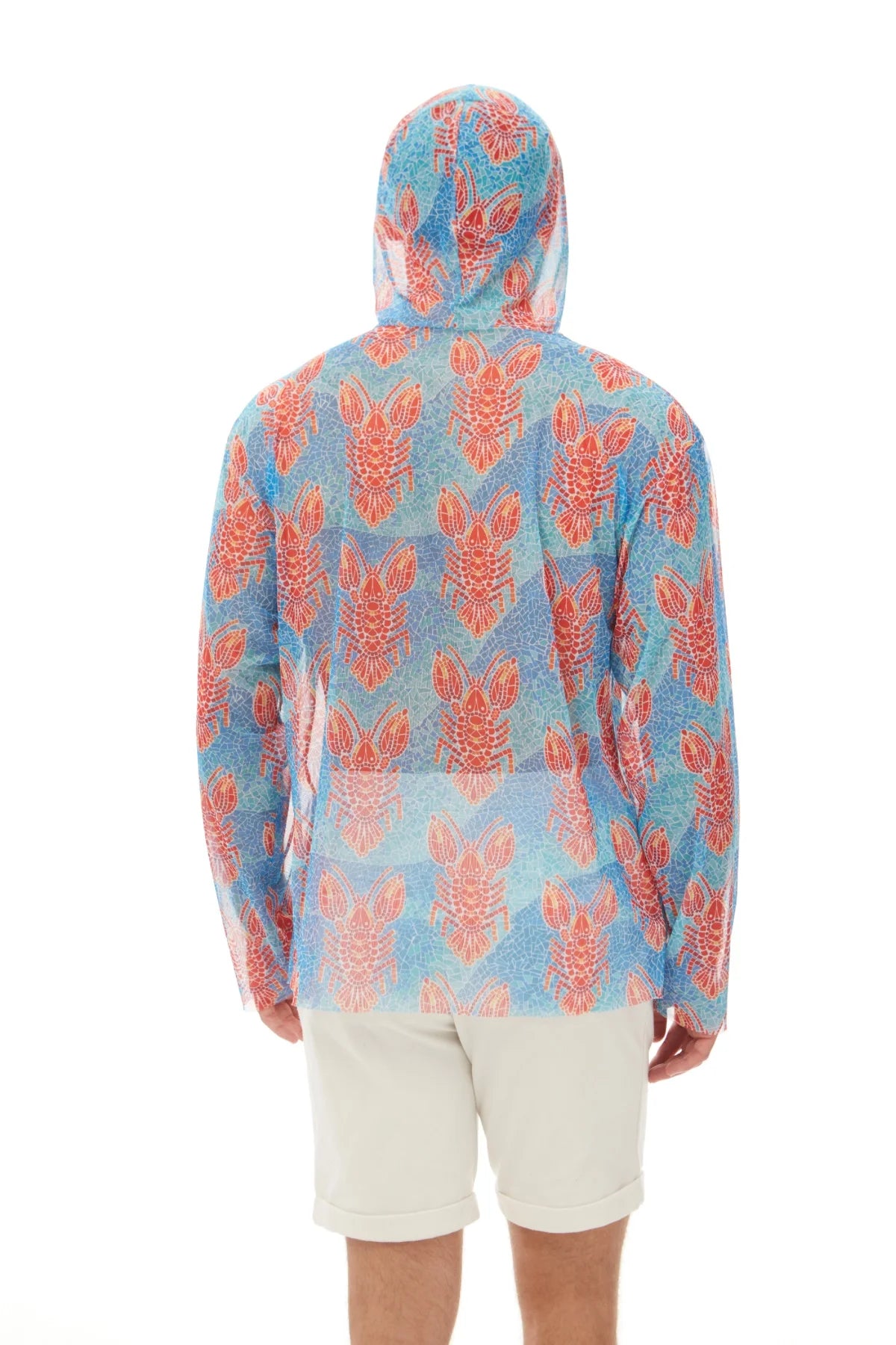 Men's T-shirt with hood "Lobster pattern"