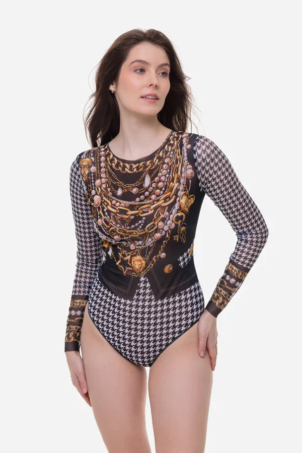 Closed Back One-piece Swimsuit with Sleeves "Paris Chic"