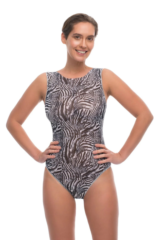 One-piece Sleeveless Swimsuit "Fake zebra"