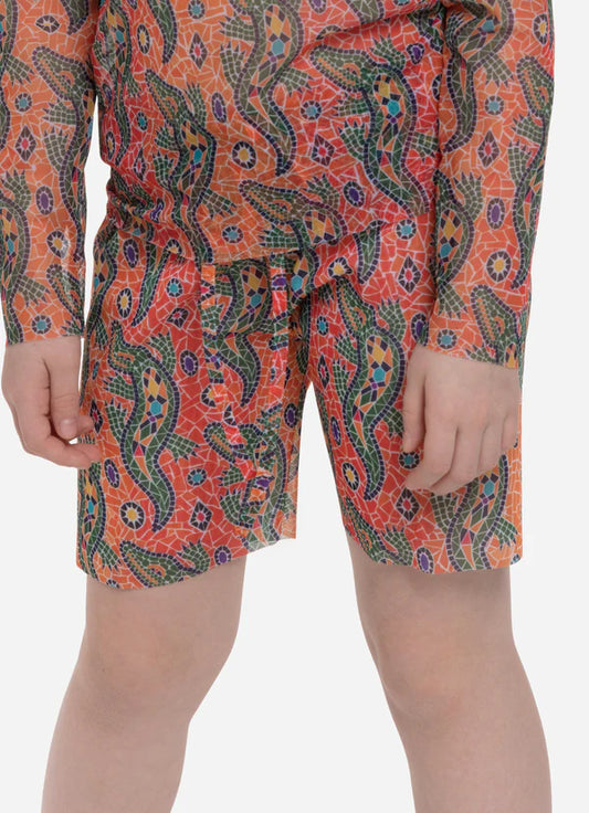 Kids Shorts "Crocodile Orange pattern"