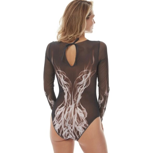 Closed Back One-piece Swimsuit with Sleeves "Grey Flame"