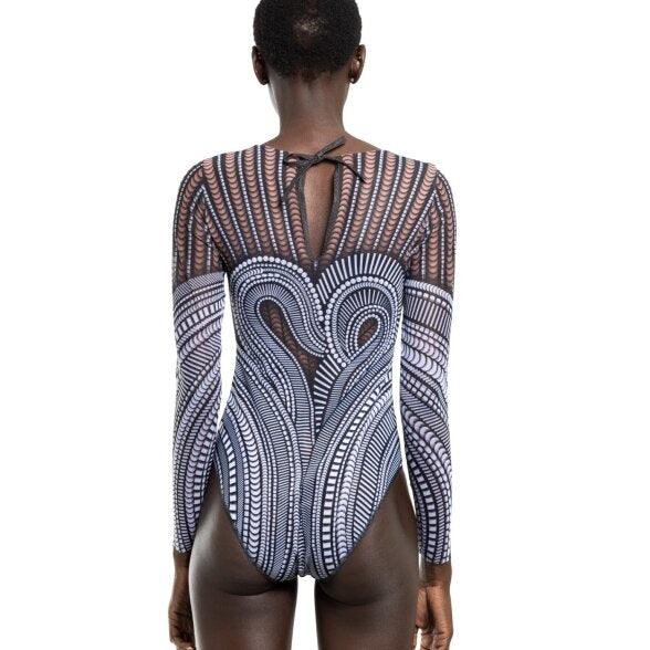 Closed Back One-piece Swimsuit with Sleeves "Horses 2026"