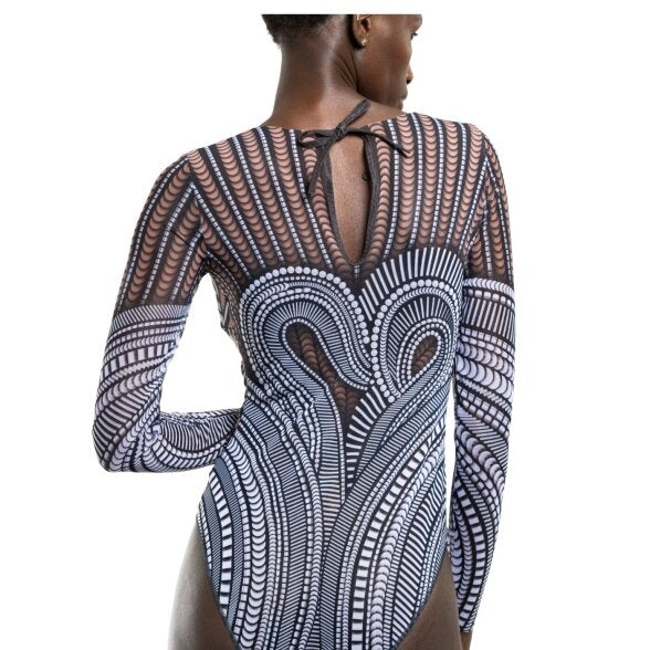 Closed Back One-piece Swimsuit with Sleeves "Horses 2026"
